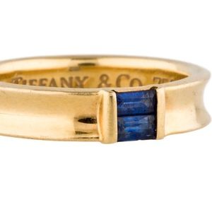 Tiffany and Co 18k Yellow Gold Sapphire Baguette Ring Band